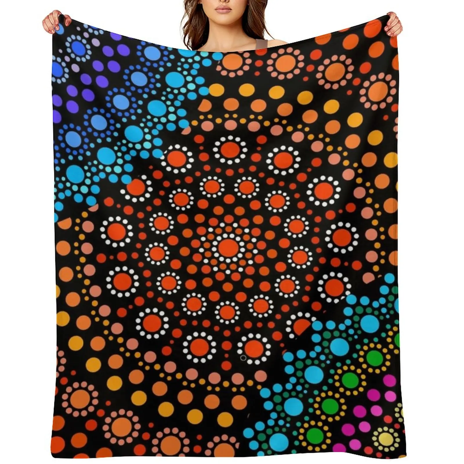 

Aboriginal Art Aborigine Australian Indigenous aboriginal Flag autochthon Bigambul Points Circle Day Gift For Moth Throw Blanket