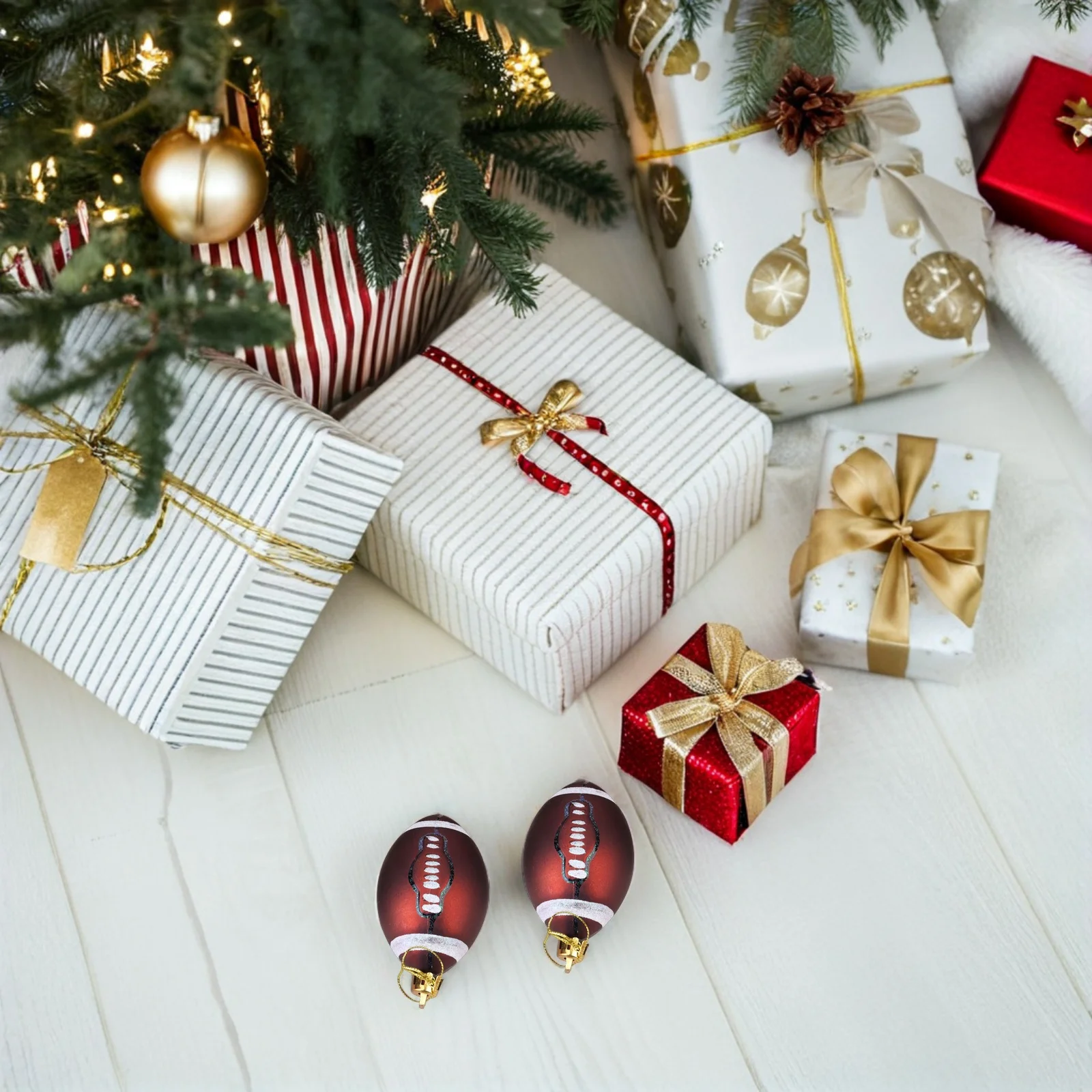 

12 Pcs Football Ornaments for Tree Sports Christmas Balls Decoration Plastic Ornamets Decorations