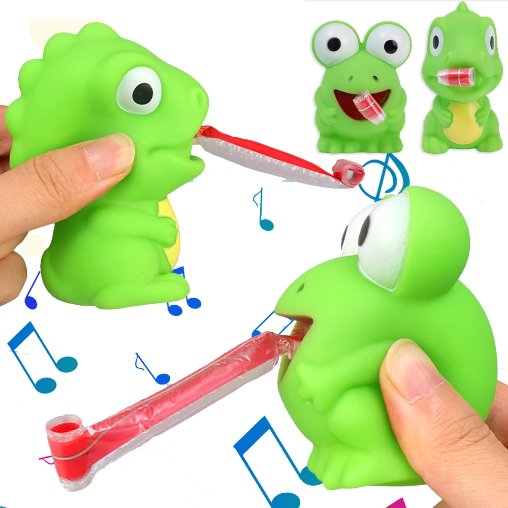 

Funny Tongue Sticking Out Press Sound Animal Toys Bb Whistle Catone Dinosaur Frog Pinch Music Kids Decompression Rebound Toys