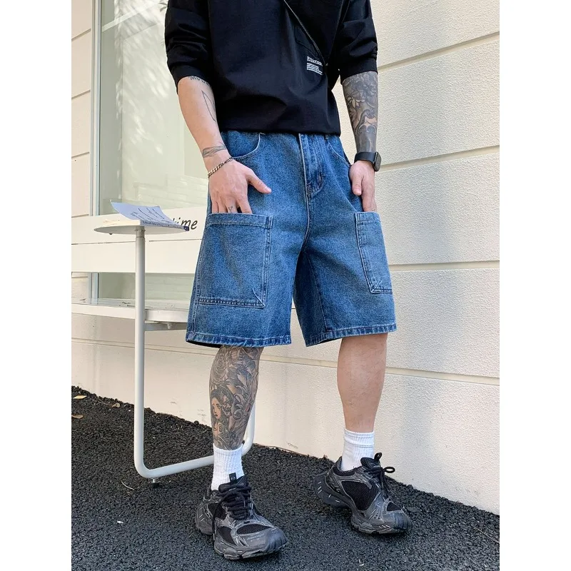

2026 Men‘s New Mens Loose Baggy jorts Jeans Fashion Streetwear Hip Hop Skateboard Cargo Jeans Summer Wide Leg Casual Denim Pants