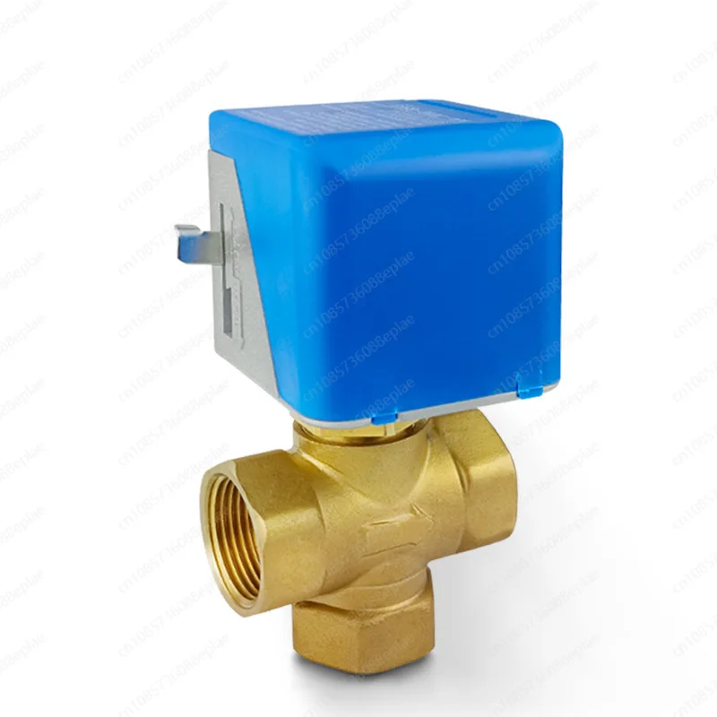 electric globe valve brass wire buckle internal thread valve central air conditioner fan coil copper electric three-way valve