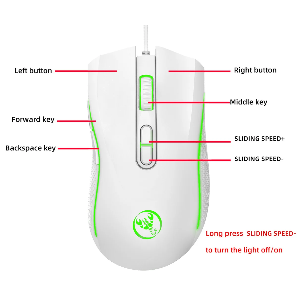 Computer Wired Mouse Pro Gaming Mice 7 Color Changing Ergonomic Mouse 3200 DPI Adjustable