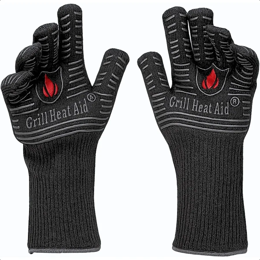 

BBQ Grill Gloves Heat Proof for Grilling Fireproof 1472F HeatResistant Grill Mitts for Outdoor Barbecue and Smoker Campfire Fir