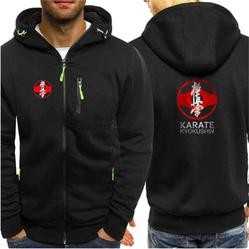 Autumn New Men\'s Hoodie Kyokushin Karate Printed Sweatshirt Casual Zipper Sports Hoodie