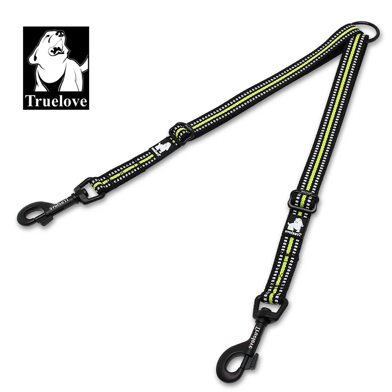 Truelove 3M Reflective Nylon Double Dog Leash for Two Dogs No Tangle Pet Leash Training Running for Small Medium Large Dogs