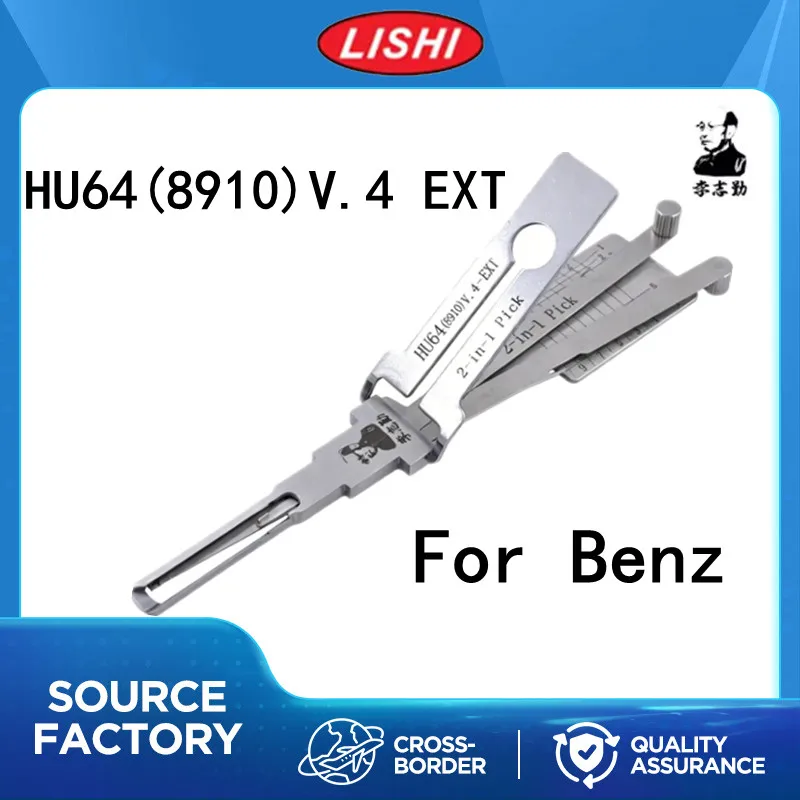 Lishi HU64(8910) V.4-EXT 2-in-1 Pick Decoder Precision Auto Lock Tool For Mercedes Benz Maybach Door Ignition Lock Prof