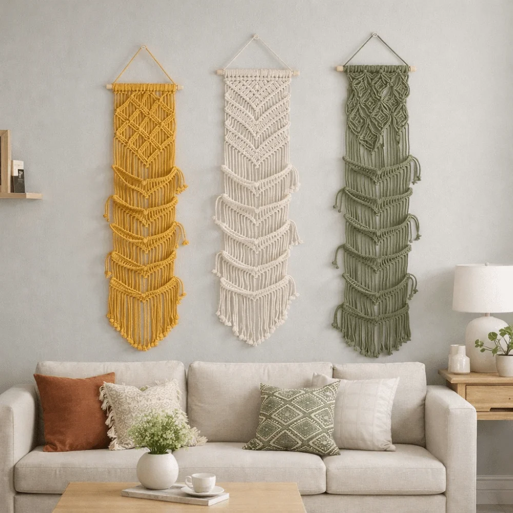 

Настенная вешалка для головных уборов в стиле бохо, ручной работы, макраме, с кисточками, для бейсболок