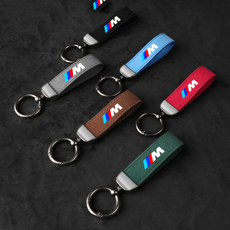 Car Suede Keychain Leather Key Chain For BMW M Power Performance M3 M5 X1 X3 X5 X6 E46 E39 Car Key Strap Waist Wallet Keyrings