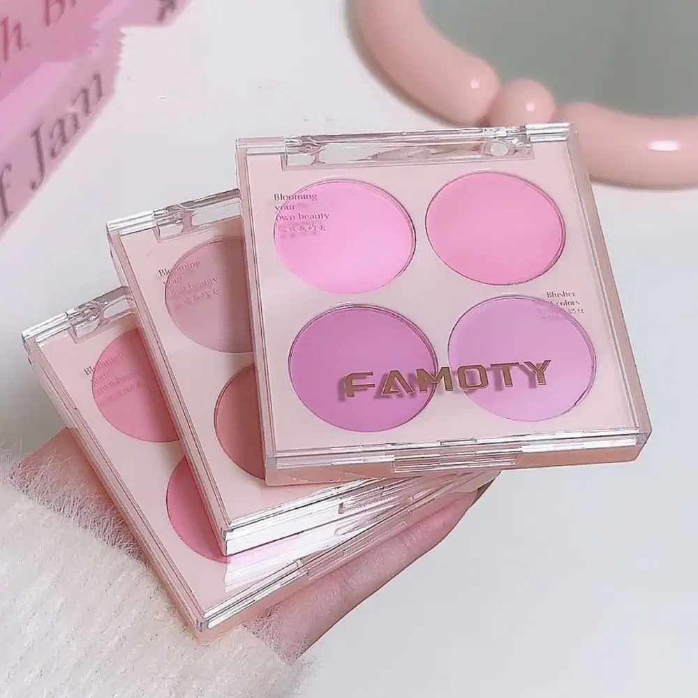 Langlebige 4-Farben-Rouge-Palette, Puder, kompakt, matt, Gesichtsnebel-Rouge, tragbar, niedrig gesättigtes Creme-Rouge-Make-up-Werkzeug