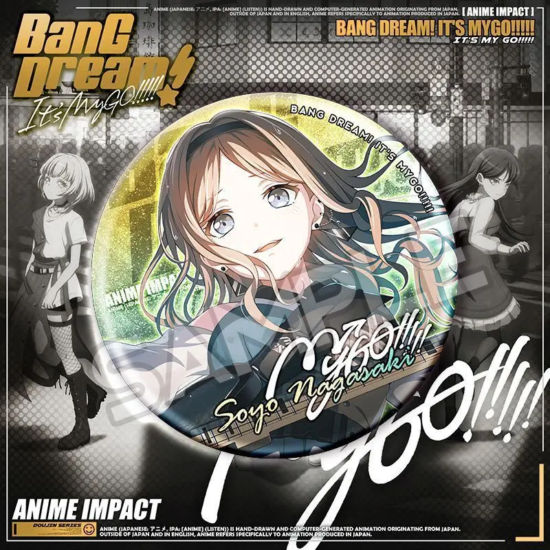 BanG Dream It's MyGO شارات كرتونية عصرية لشخصية أنيمي تاكاماتسو توموري أنون شيهايا ليزر صفيح دبابيس حقيبة الديكور