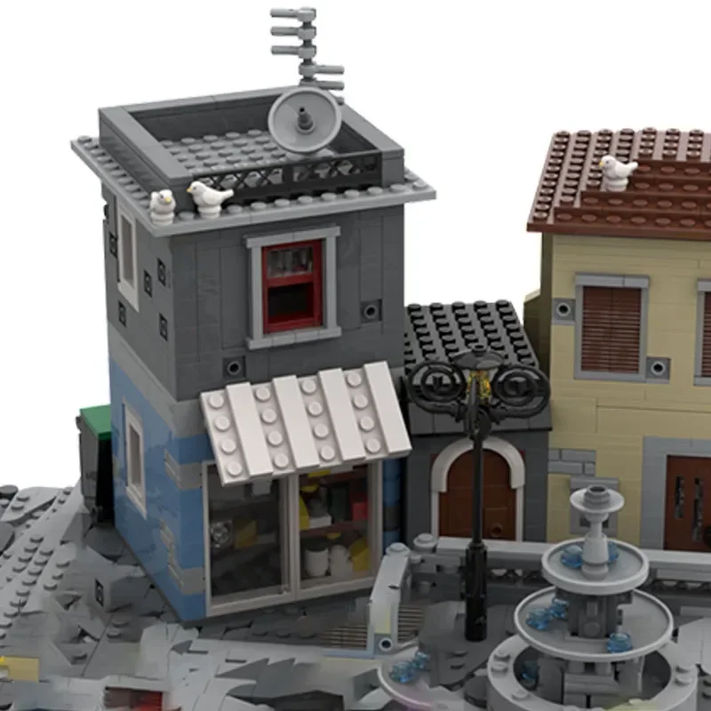 Popular modelo de vista de rua moc tijolos de construção água retro cidade tecnologia modular presentes feriado montar crianças brinquedos terno