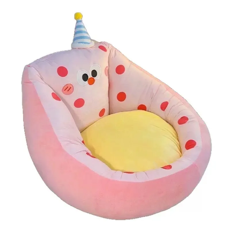 

Fluffy chair with colorful polka dots | Plush lazy sofa cushions for bedrooms, living rooms, and playrooms