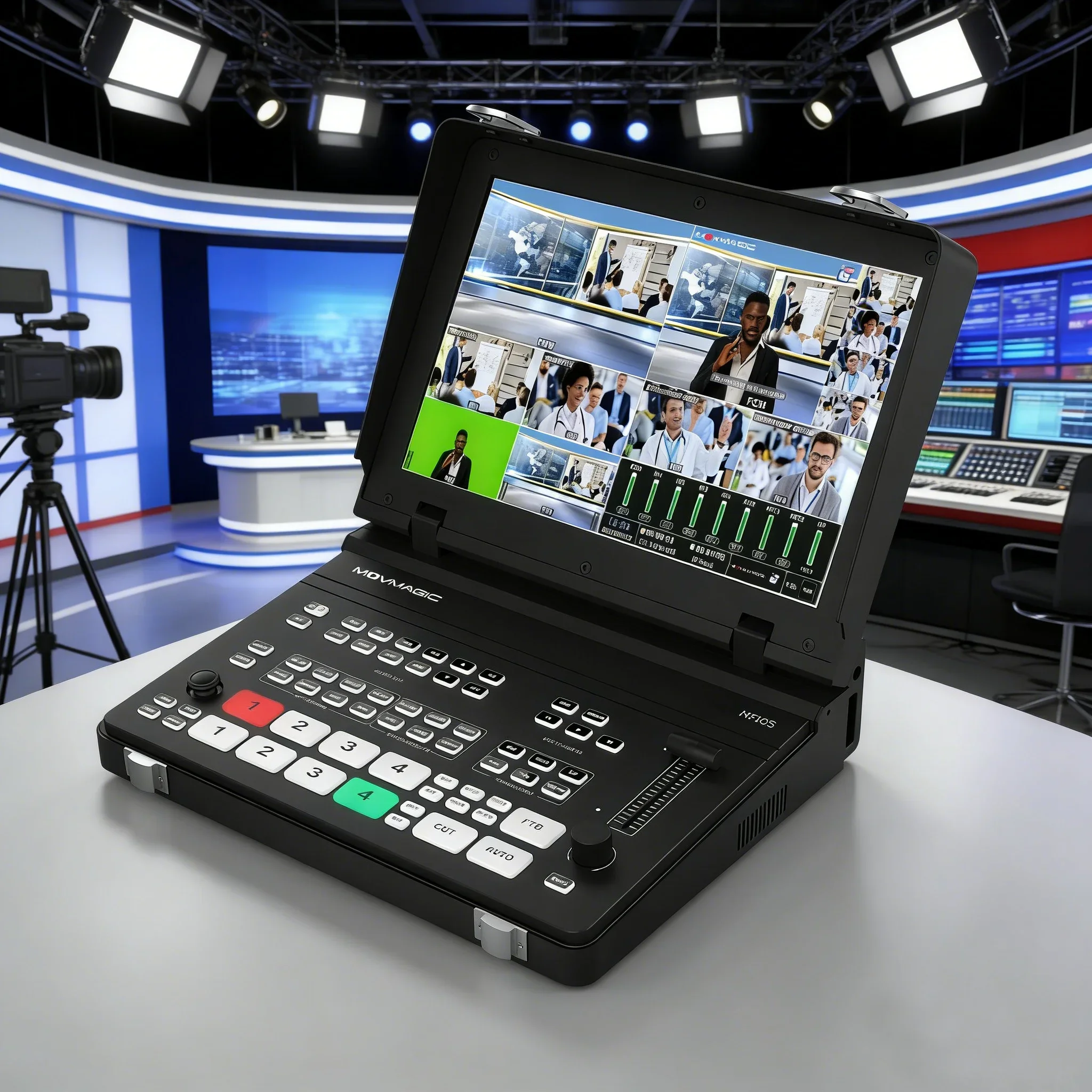 5-Channel HD Video Switcher Movmagic MF10S Multi- ca me ra Live Production Switcher with PTZ Control & Streaming Function