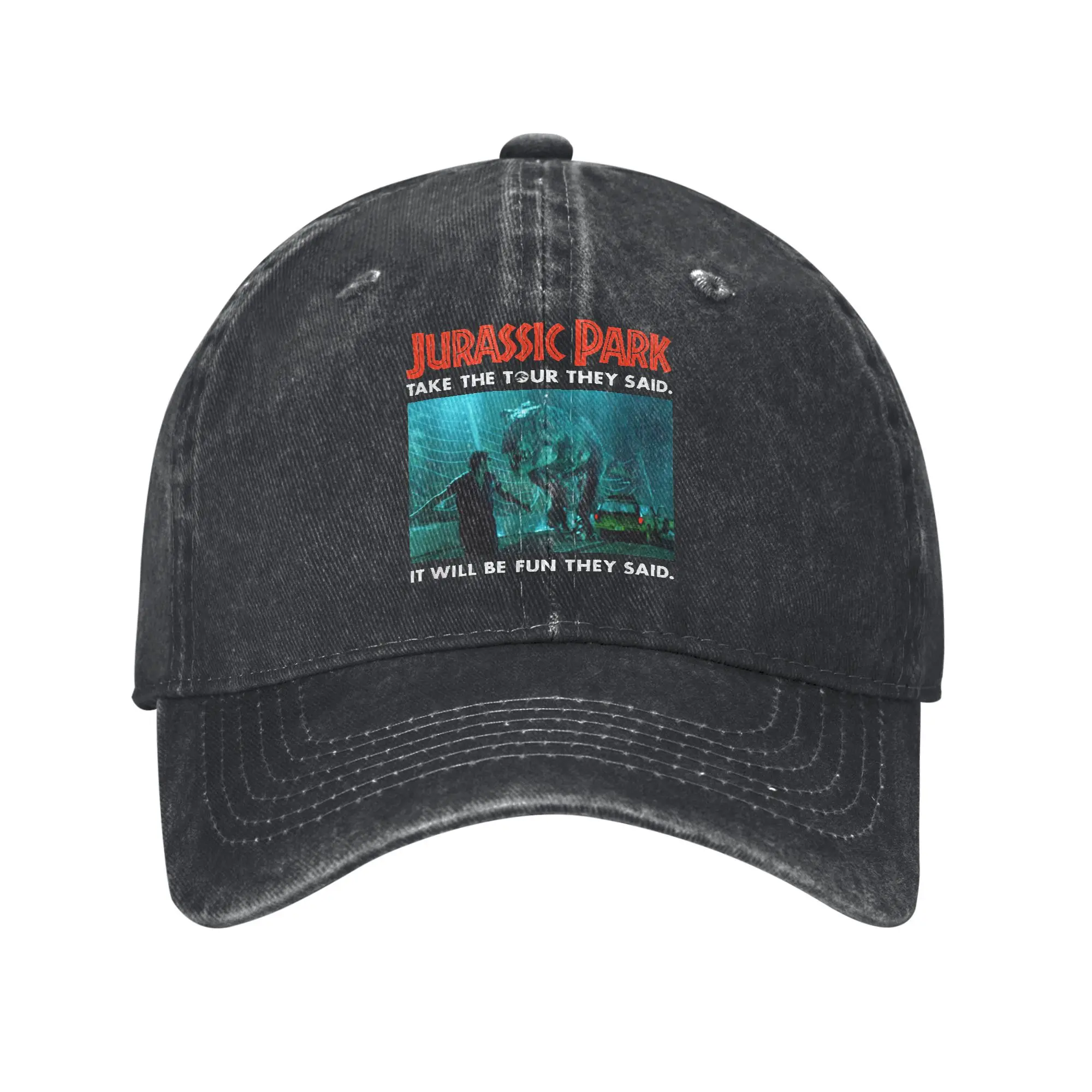 

Jurassic Park Take The Tour Sun Baseball Cap It Will Be Fun They Said Panel Trucker Hat Summer Fitted Sunscreen Baseball Caps