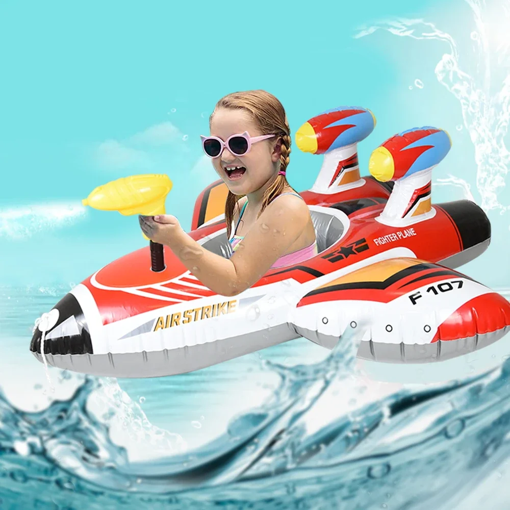

2 Color Fashion Child Inflatable Water Toy Fighter Rocket Water Gun Model Float Swimming Ring Swimming Pool Party Floating Toy