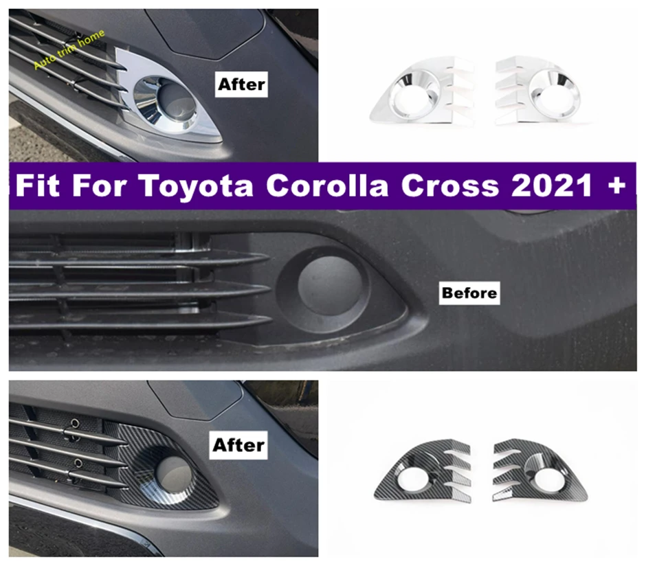 

Car Front Bumper Fog Lights Lamps Decoration Cover Sticker Trim Accessories Fit For Toyota Corolla Cross XG10 2021 - 2023 Hybrid