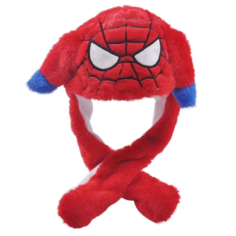 2024 New Anime Cosplay Spider-Man Cute Glowing  Bear  Bunny Ears Hat Moving Jumping Up Cap Preppy Funny Toy Plush Hat Gift Anime