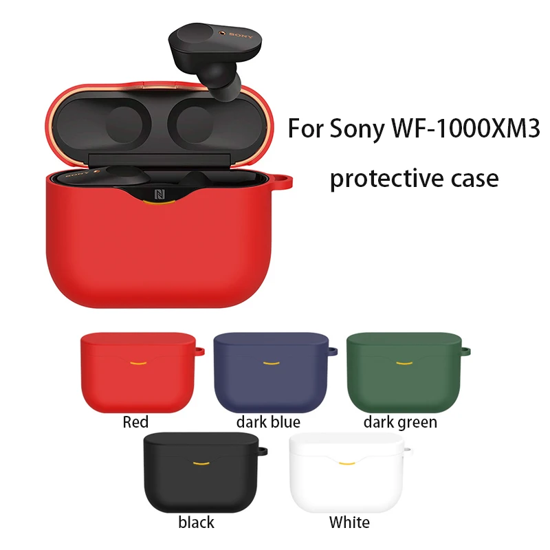 for Sony WF-1000XM3 Case Soft Silicone Earphone Protective Cases Silicone Earphone Cover with Hook