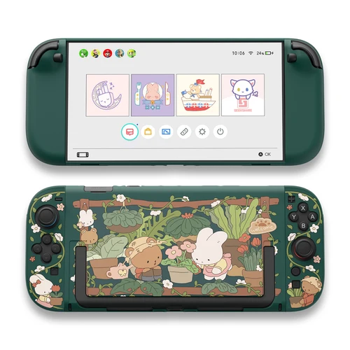 GeekShare Bunny Garden Carcasa protectora compatible con Switch 2, funda acoplable de dibujos animados Kawaii para Switch 2