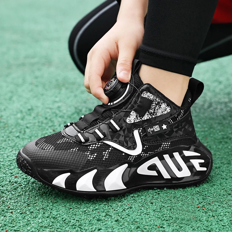 2024 new children\'s non-slip basketball shoes actual combat CUpertino children rotating button sports shoes for student leisure