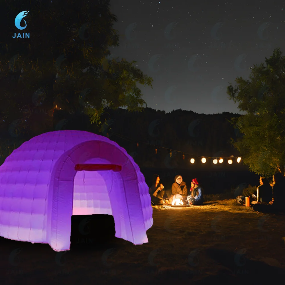 Inflatable Igloo Dome with RGB LED Lights – Ideal for Outdoor Events, Parties, Weddings, and Celebrations, Quick Setup