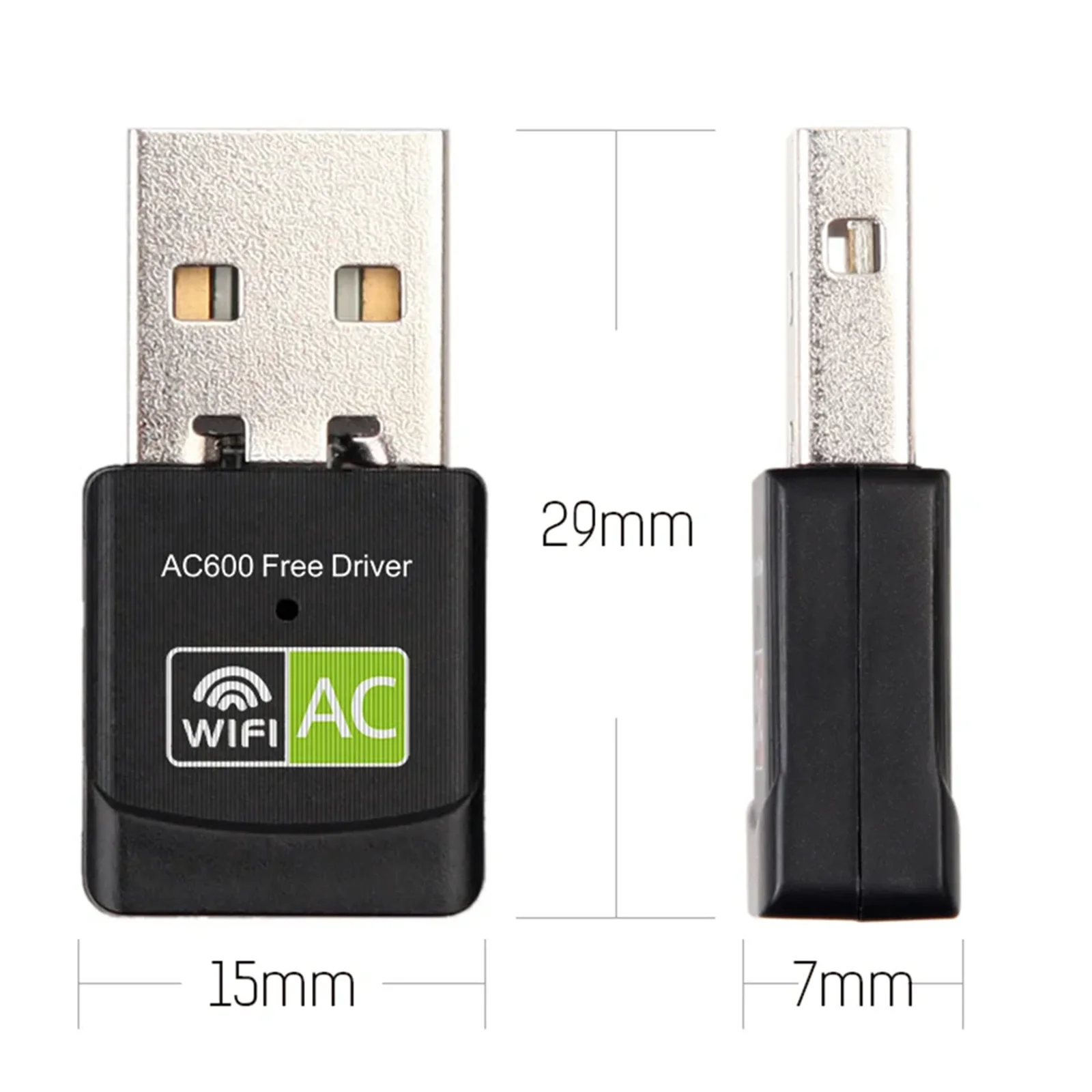 Dongle Dual-band Wifi 600Mbps USB, adaptor Wifi untuk PC Desktop Laptop 2.4GHz & 5GHz kartu jaringan nirkabel gratis Driver
