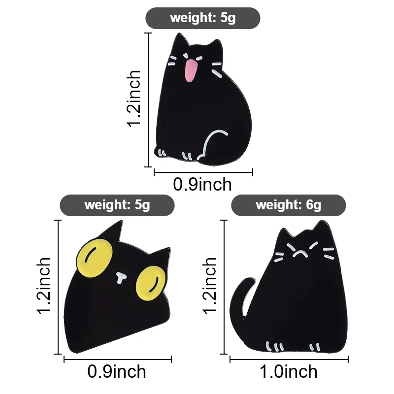 

Black Cat Cartoon Enamel Pin Cute Playful Tongue Out Curious Big Eyes Brooches Backpack Lapel Badge Funny Jewelry for Cat Lovers