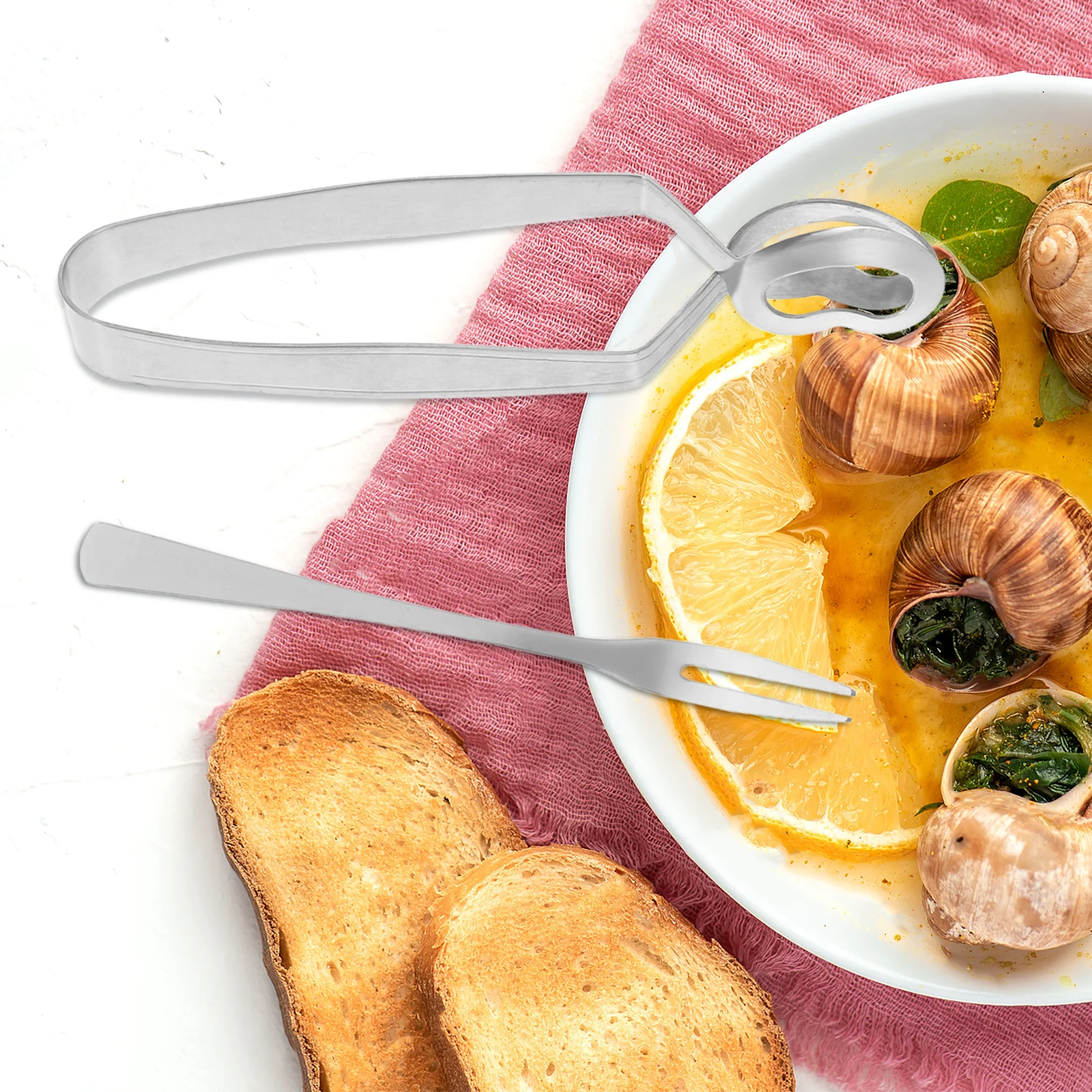 

3 set Stainless Steel Snail Tong Fork Set Heat Resistant Escargot Dining Tools Practical Kitchen Bar Utensils