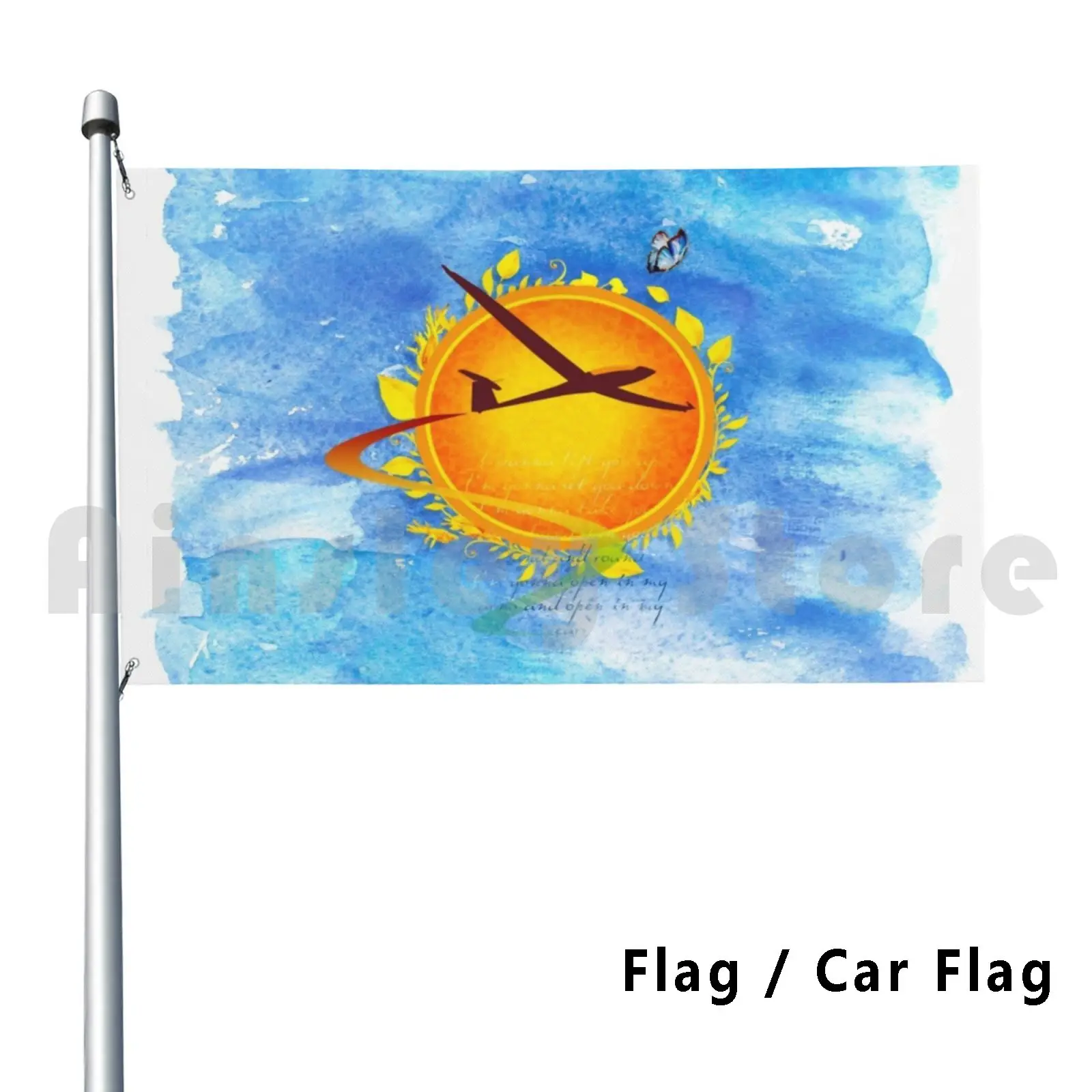 Glider In The Air! Glider By Flag Car Flag Funny Gliding Glider