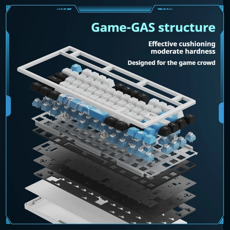 Atk Vxe V75x Высококачественная киберспортивная механическая клавиатура 80-клавишная три режима подключения полноклавишные планшеты с возможностью горячей замены ноутбуки офисные игры