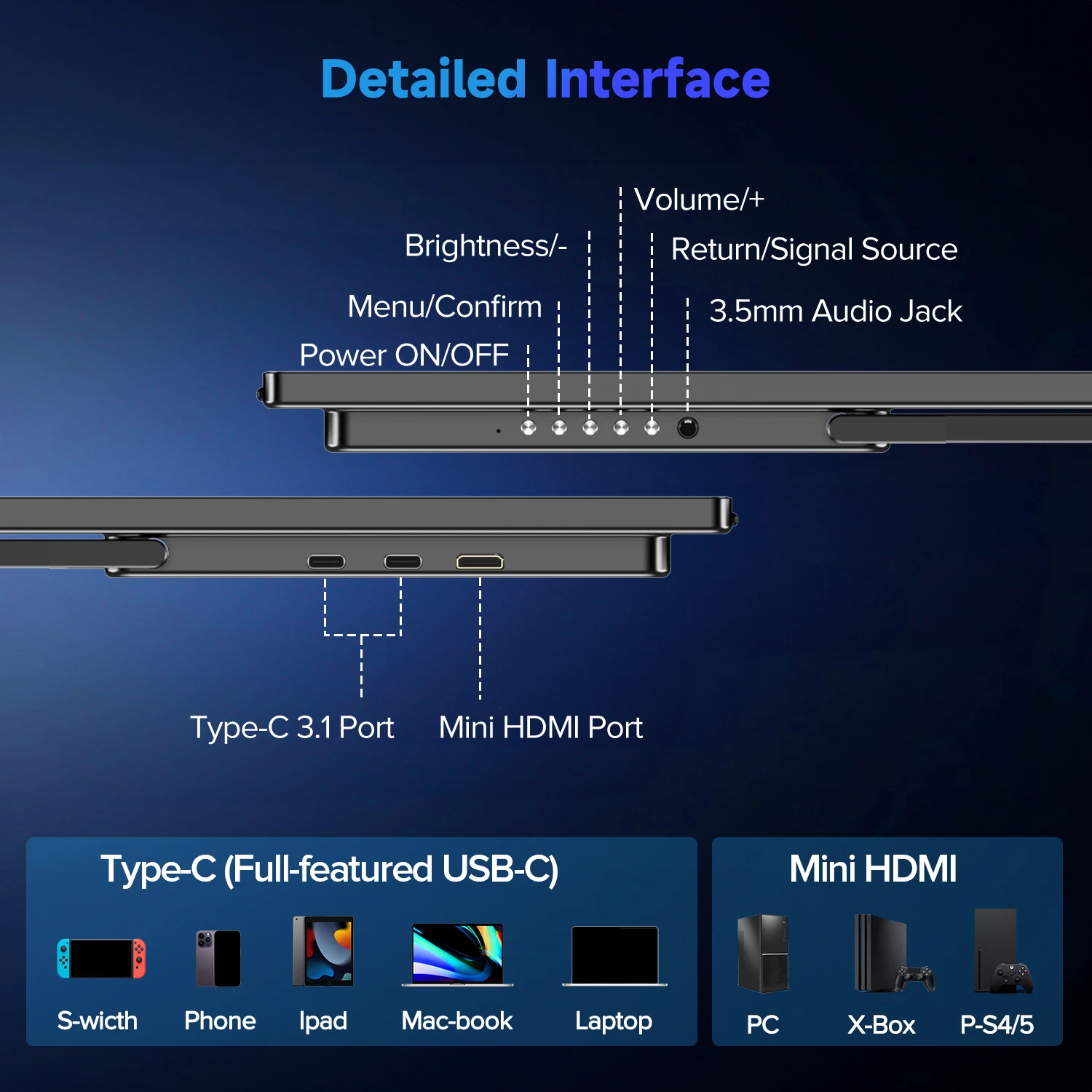 شاشة UPERFECT المحمولة التي تعمل باللمس مقاس 24.5 بوصة 2K 165 هرتز للألعاب تعمل باللمس مع FreeSync HDR Type-C HDMI لأجهزة الكمبيوتر المكتبية والكمبيوتر المحمول وماك والكمبيوتر الشخصي والهاتف ومكبرات صوت مدمجة وحامل قاب