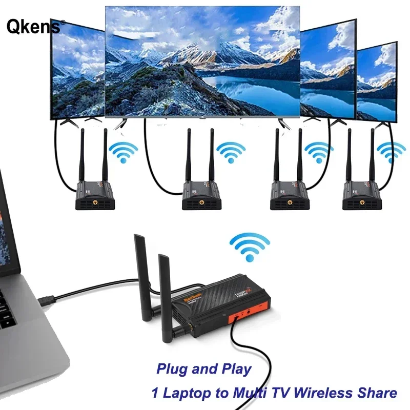 200M Wireless Video Transmitter Receiver HDMI Extender 2 3 4 Screen Share Display Adapter for Camera Laptop PC To TV Projector