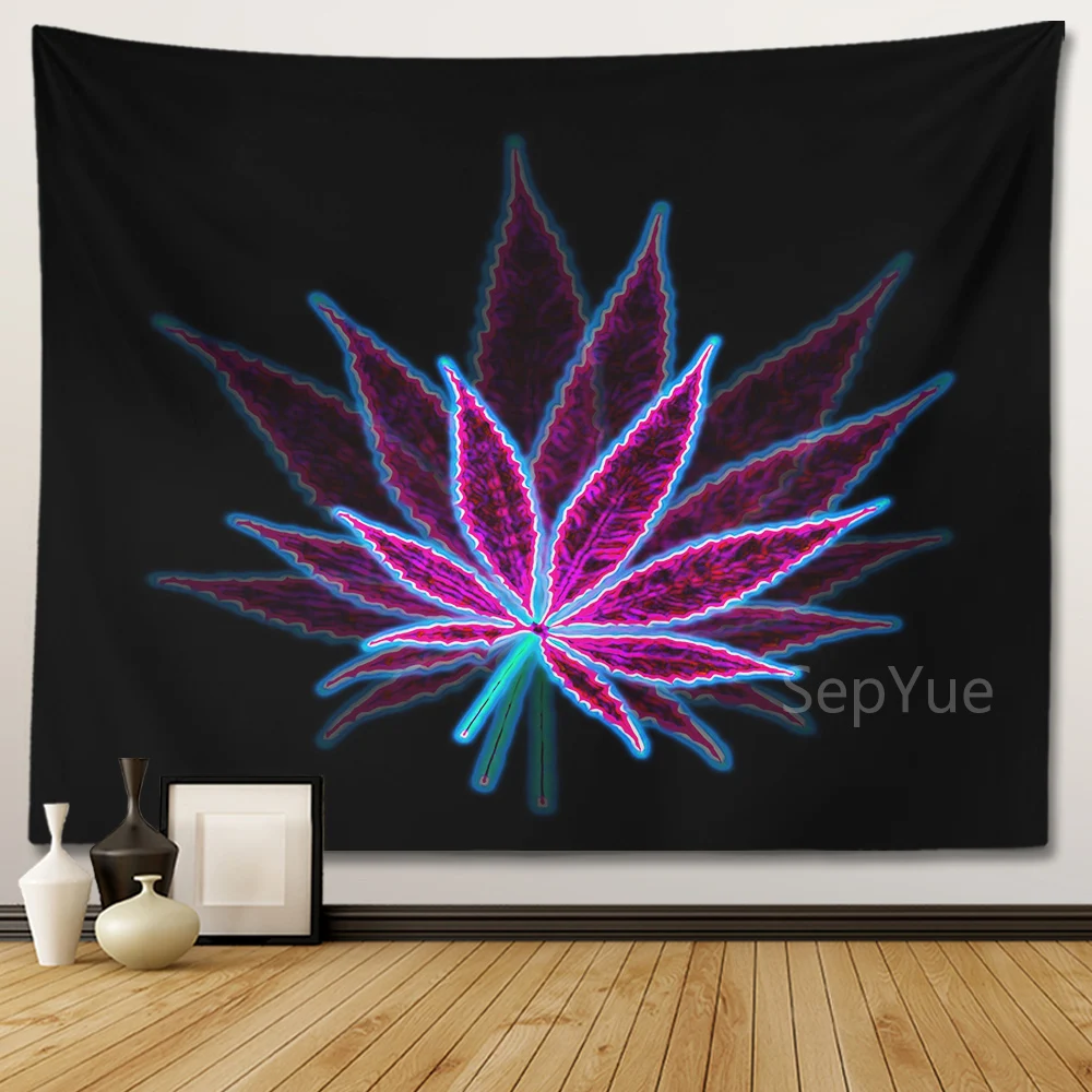 

SepYue Maple Leaf Mandala Wall Hanging Bohemian Psychedelic Art Decor Tapestry Home Decor Wall Decoration Living Room Decoration