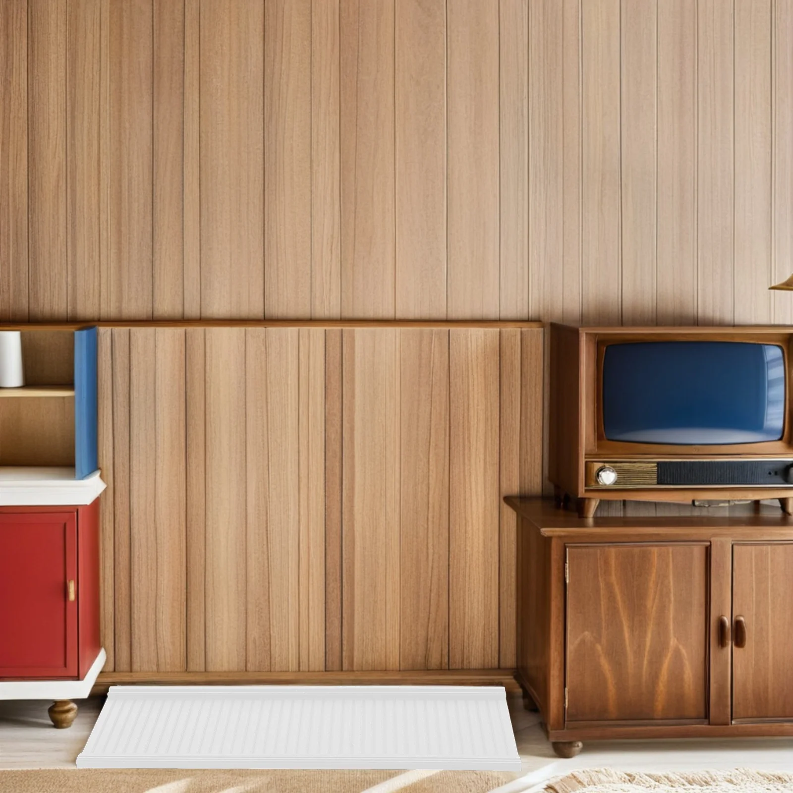 

1pcs Miniature Wall Paneling For Dollhouse Lightweight Plastic Interior Panels With Realistic Wood Texture, Easy To Clean