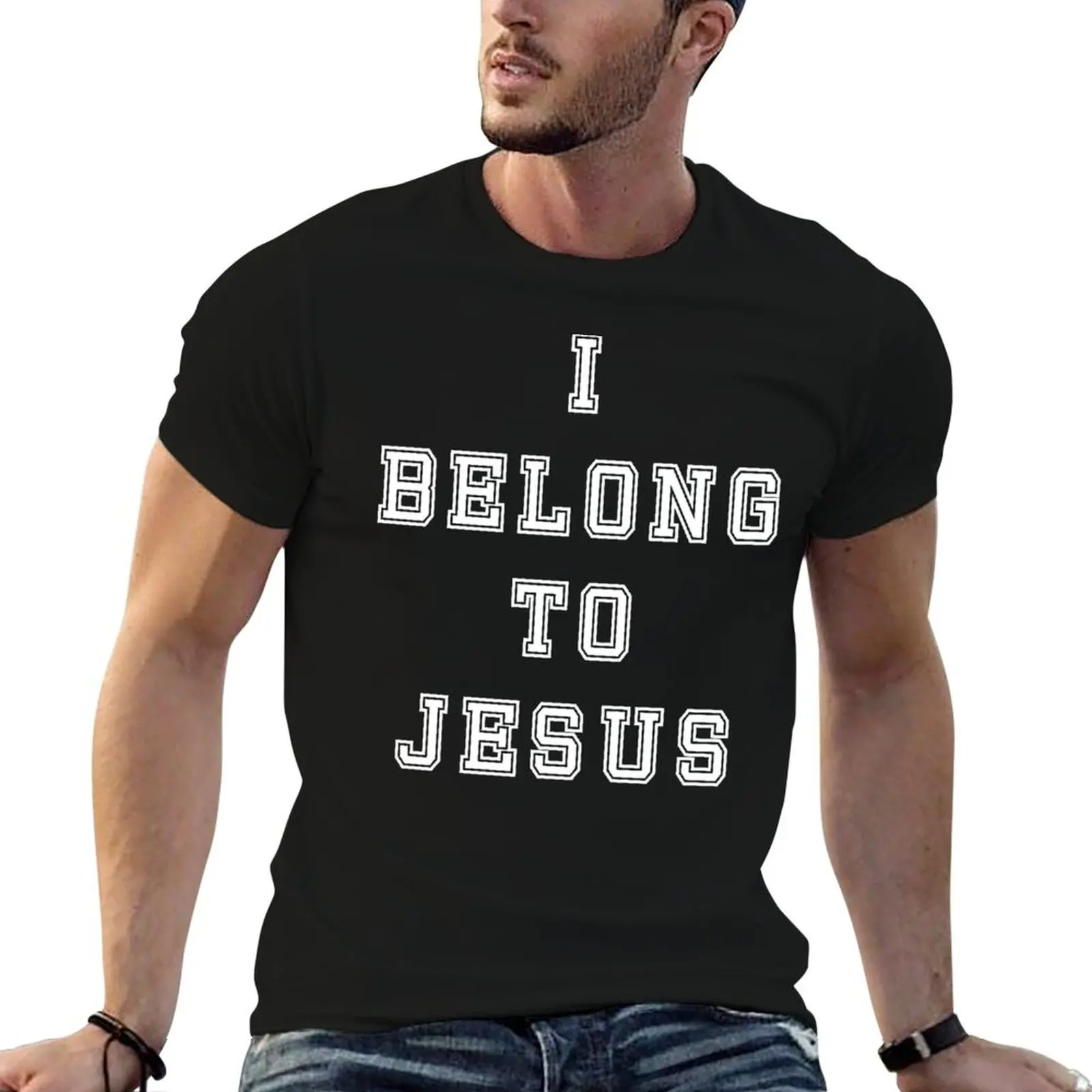 T-shirt Kaka I Belong to Jesus - T-shirt à lettres blanches, décontracté, à manches courtes, pour tous les jours