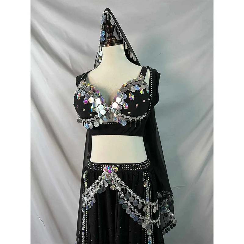 2025 Belly Dancing Competition Costume for Women's Customized Luxury Rhinestone sequin Set Oriental Dance Performance Cothing