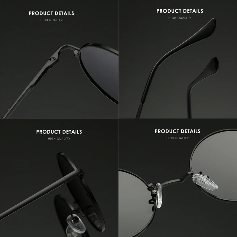 RUOBO Colorful Polarized Round Brand Designer Metal Frame Sunglasses Eyewear For Men and Women Driving Outdoor Sun Glasses UV400
