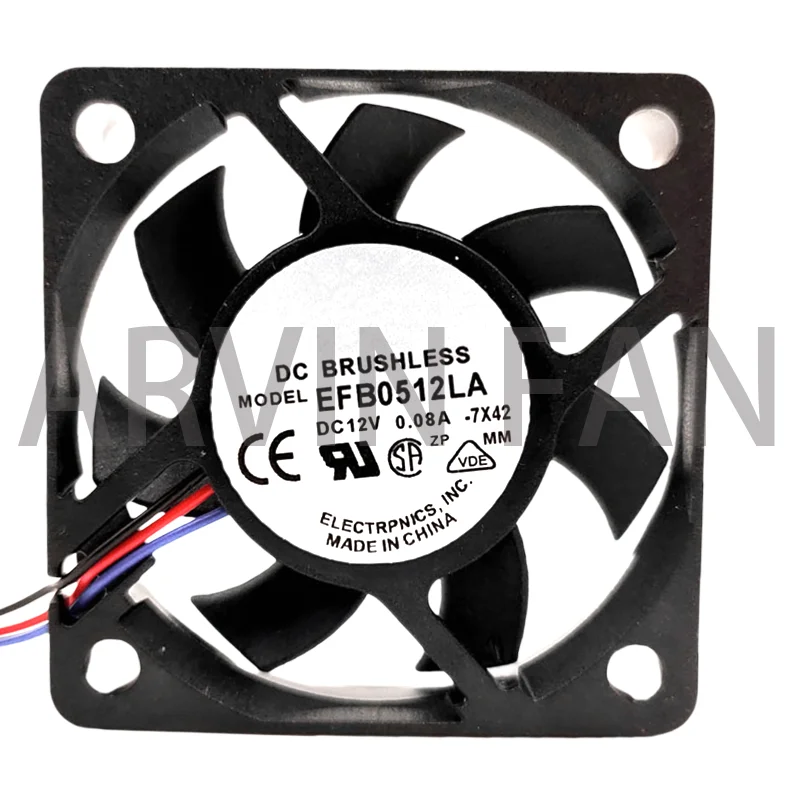 Ventilador de Refrigeração Axial Ultra-Fino, Tach Magro, 5cm, EFB0512LA, 5010, 12V, 0.08A