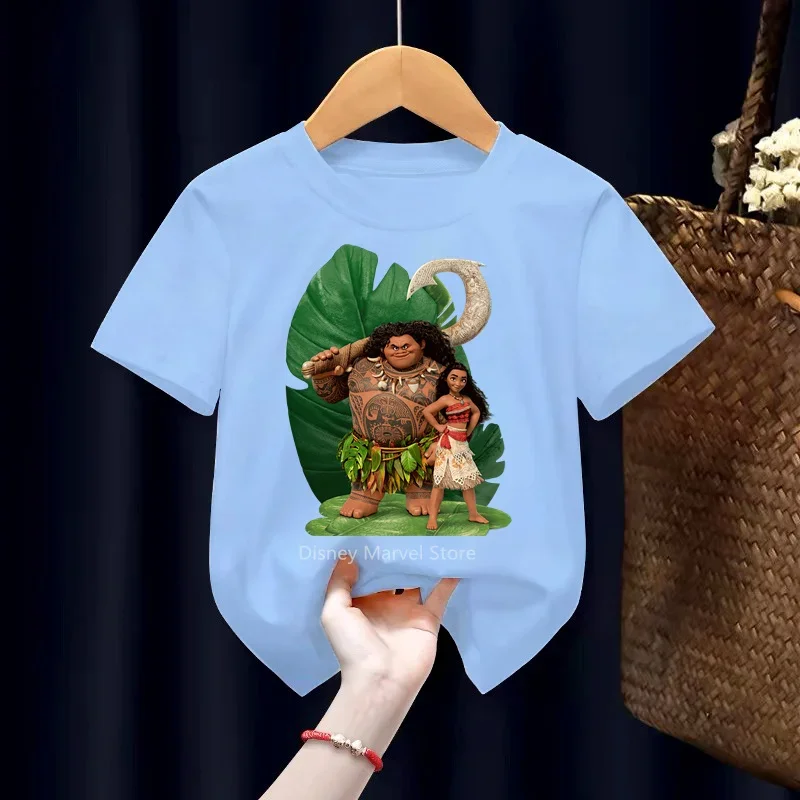 2024 new Disney Moana Kids Clothes T Shirts Children Cartoons Casual Tops Boys Girls Teenager Outfits Tee Shirt