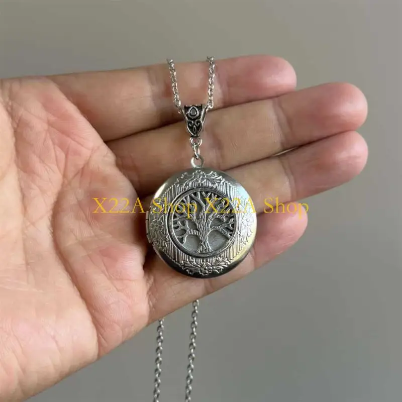 Unique Tree Photo Locket Necklace With Triple Knot Designs