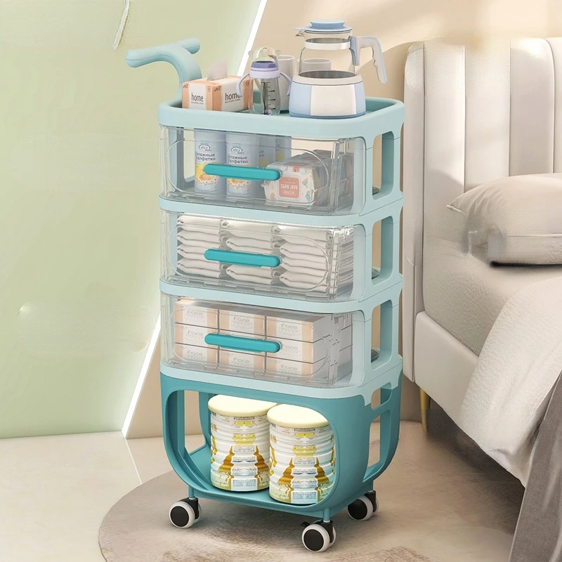 

Baby Organizer Cart With Wheels Snack Storage Shelf Simple Removable Storage System Large Capacity Home Bedroom Finishing Rack