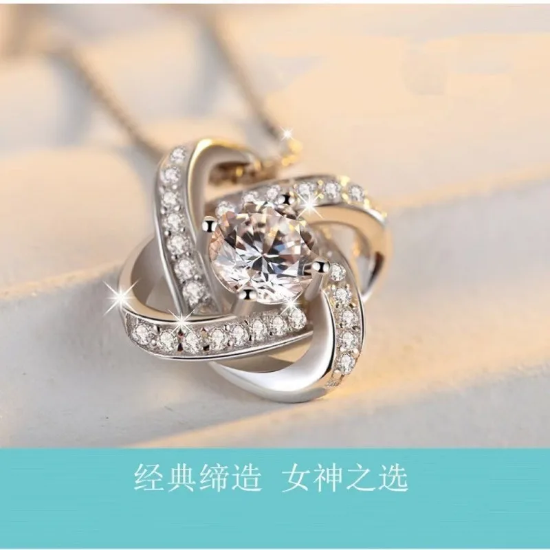 محظوظ أربع أوراق البرسيم الزركون قلادة المرأة الخفيفة الفاخرة المتخصصة الراقية الأزياء مرصع بالألماس قلادة الترقوة سلسلة CR #4