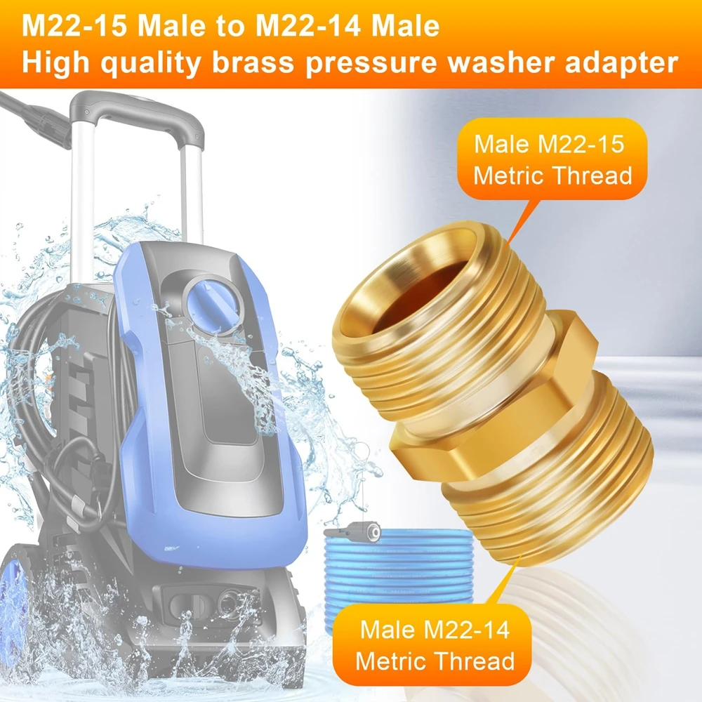 Imagem -03 - Conector de Extensão de Mangueira de Lavadora o Latão Métrico M22 15 mm Rosca Fêmea para M22 14 mm Macho Encaixe Adaptador de Acoplador de Mangueira de Alta Pressã