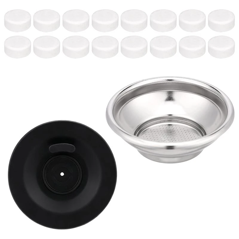 Durable Using Espresso Backflush Cleaning Disc& Single-Cup Water Filter Basket 16 Tablets For Breville Sage Machines