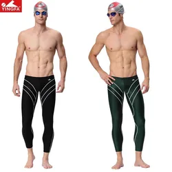 Yingfa Sharkskin Racing Training Swimwear Full Leg Swim Pants Tights Chlorine Resistant Training Mens Long Swimming Trunks