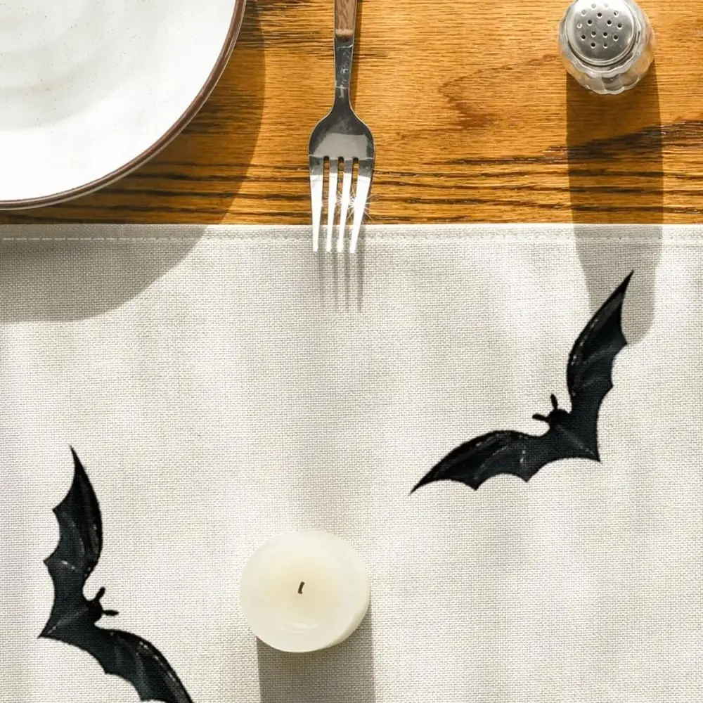 Trendy Pumpkins Black Cat Halloween Table Runner Gost Pattern High Quality Table Decoration Durable Vibrant Home Party Decor