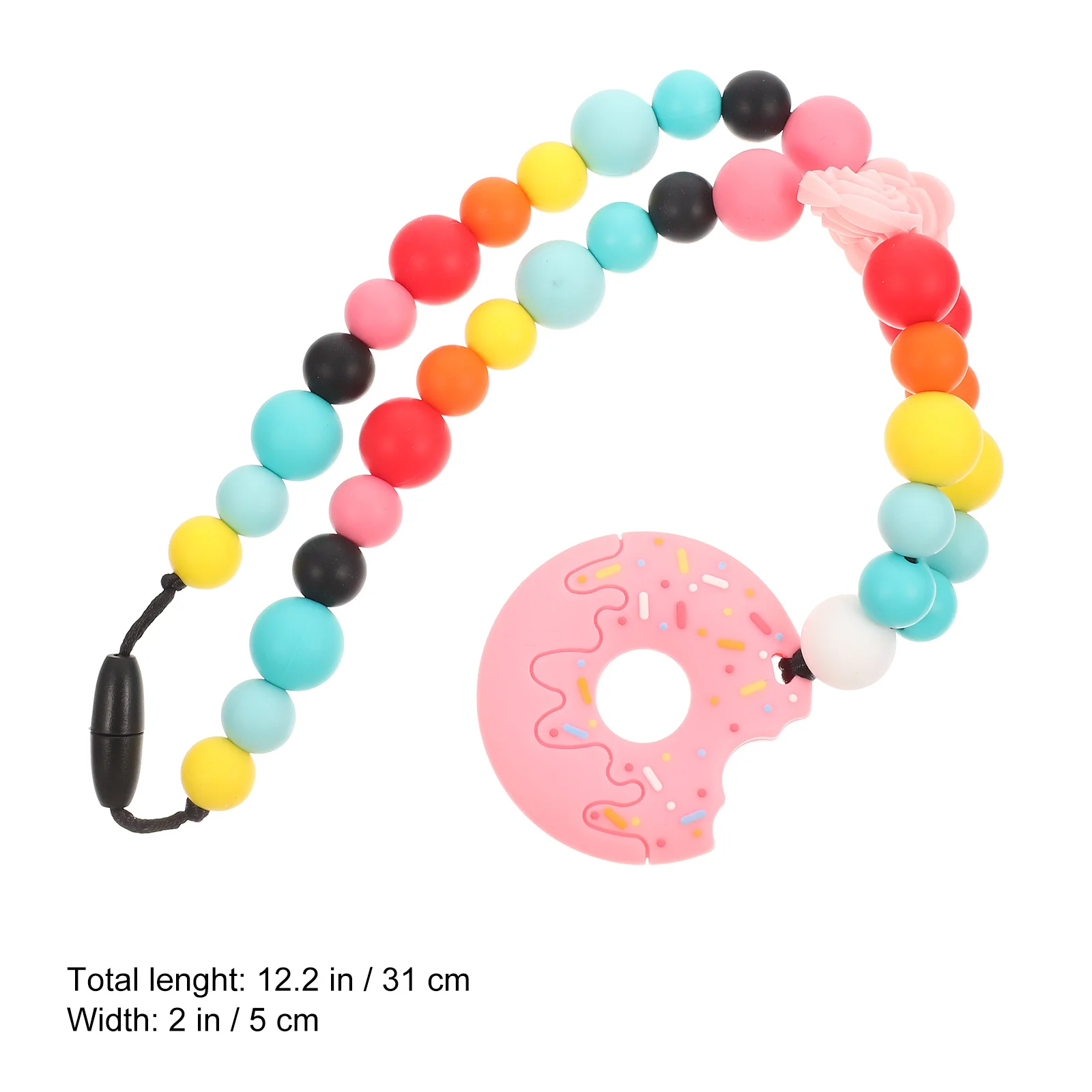 قلادة تسنين للأطفال من السيليكون، حلقة مضغ مولي للأطفال الرضع بألوان زاهية وخفيفة الوزن، دعائم تعليمية للإمساك #4