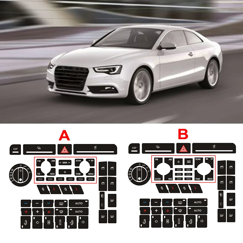 1 Set Car Button Repair Decal Sticker Door Lock Window Air Conditioner Repair For Audi A4 B6 B7/A6/A2 A3 Button Repair Sticker