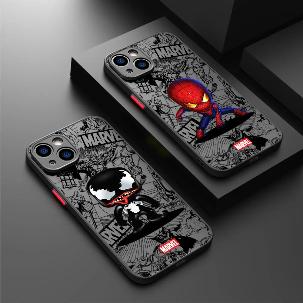 Cute Marvel Superhero Case for iPhone XS X 13 Pro Max XR 12 Mini 14 15 Plus 7 6S Plus 8 SE 11 14 15 Pro Max 13 Cover Soft Cases