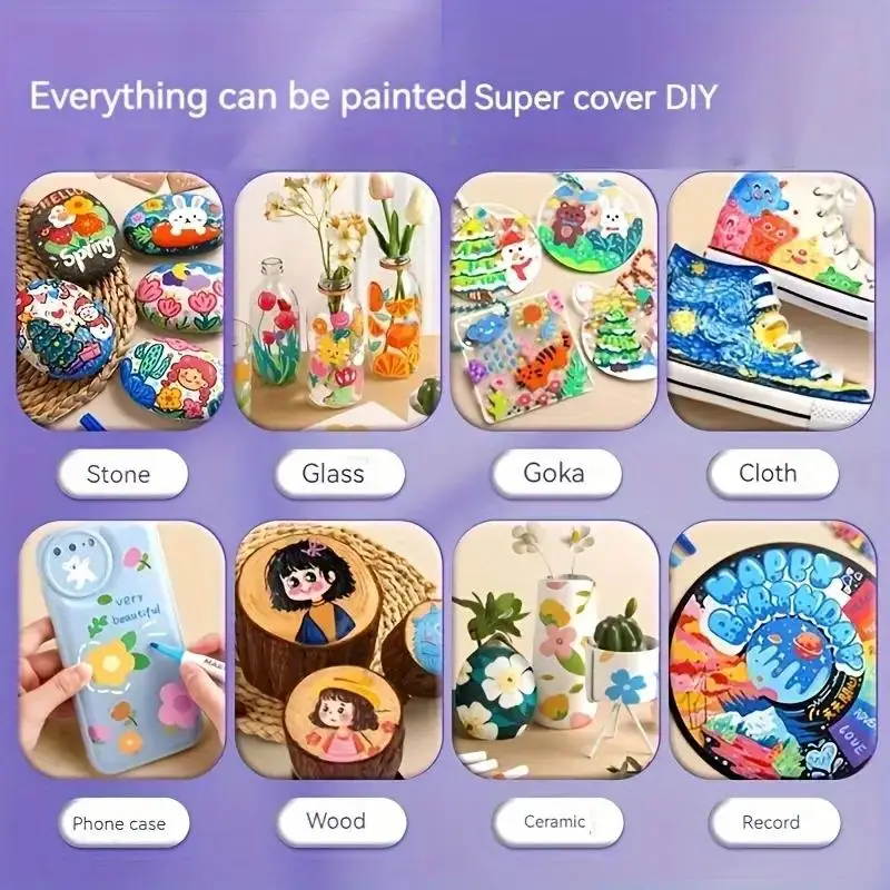 24-80 لون أكريليك أقلام الطلاء علامات فرشاة تلميح علامات الطلاء للرسم على الصخور الخشب قماش الحجر ، هدية الكريسماس Crafts بها بنفسك الحرف